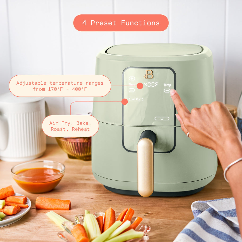 Beautiful 3 Qt Air Fryer with TurboCrisp Technology, EverGood Non-Toxic Ceramic Nonstick Coating, Chocolate by Drew Barrymore