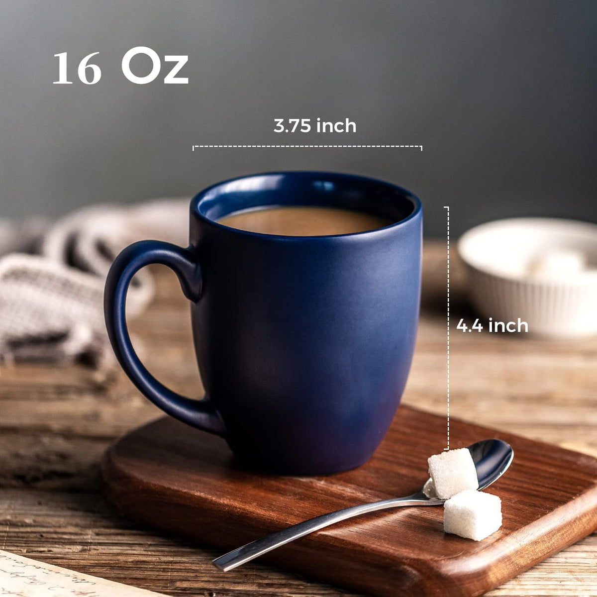 AmorArc 16oz Coffee Mugs Set of 6, Large Ceramic Coffee Cups for Men, Women, Dad, Mom, Modern Coffee Mugs with Handle for Tea,Latte,Cappuccino,Cocoa. Dishwasher&Microwave Safe, Matte Blue