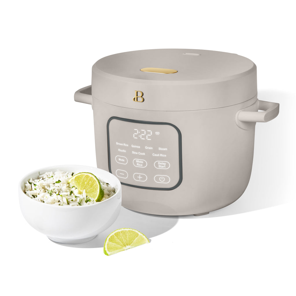 Beautiful 14-Cup Cooked, 6-Cups Uncooked Electric Rice and Grain Cooker, EverGood Ceramic Nonstick Coating, Thyme Green by Drew Barrymore