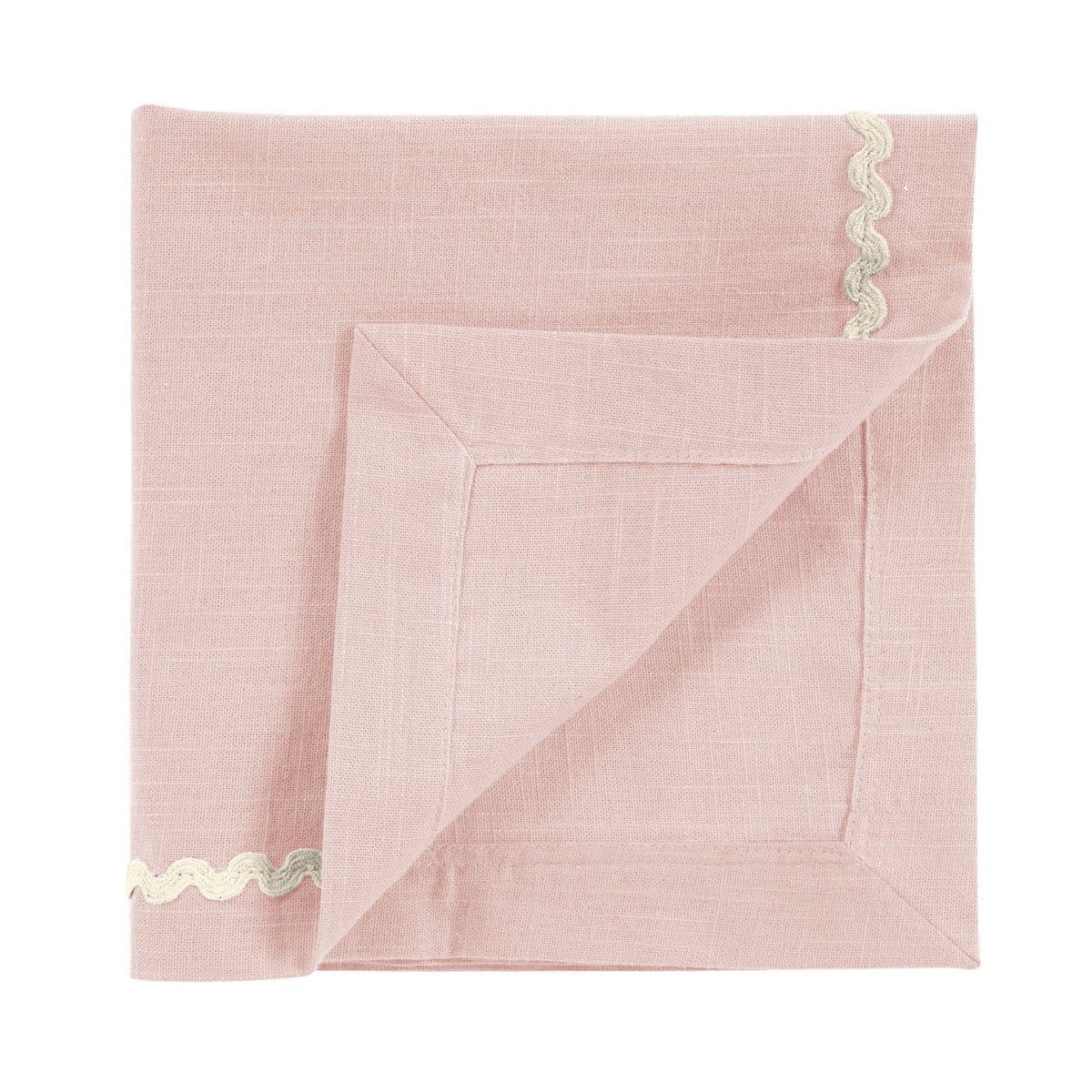 Fingercraft Cloth Napkin, Soft Quality Cotton Linen Blend Fabric, Dinner Napkins with Premium White Lace, 6 Pack, 20”x20” Aqua