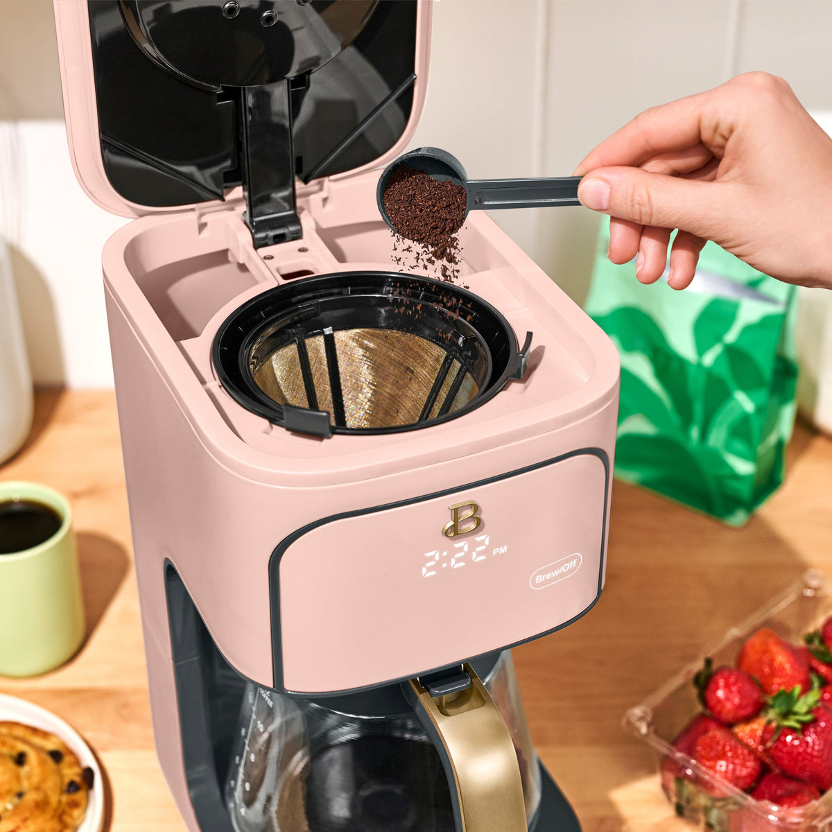 Beautiful 12 cup Programmable Coffee Maker, Thyme Green by Drew Barrymore
