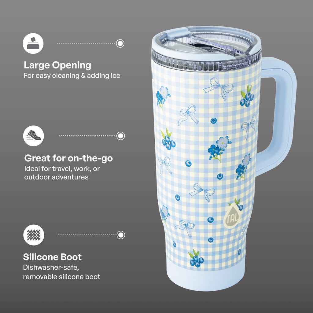 TAL 32oz Stainless Steel Skye Tumbler with Flip-Up Straw, Black