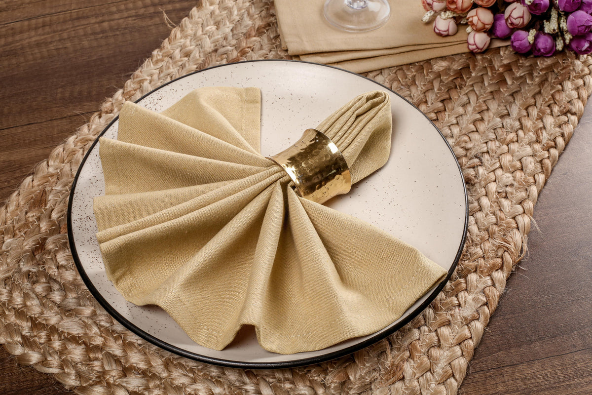 Twiny Threads Set of 4 Solid Reusable Cloth Dinner Napkins - Sandal Yellow