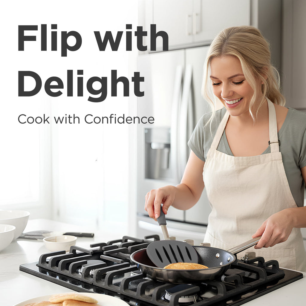 Kitchen Mama WaltzGrip Platinum Silicone Pancake Spatula Turner (Gray)