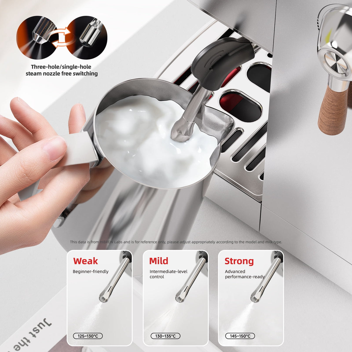 HiBREW H13 Semi-Automatic Espresso Maker - 6 Programmable Drink Modes, 1.3L Water Tank & Adjustable Pre-Infusion