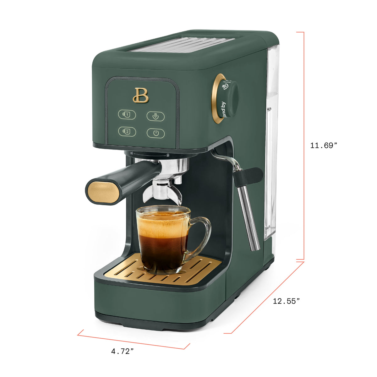 Beautiful by Drew Barrymore Slim Espresso Machine, 20-Bar Pressure, Black Sesame