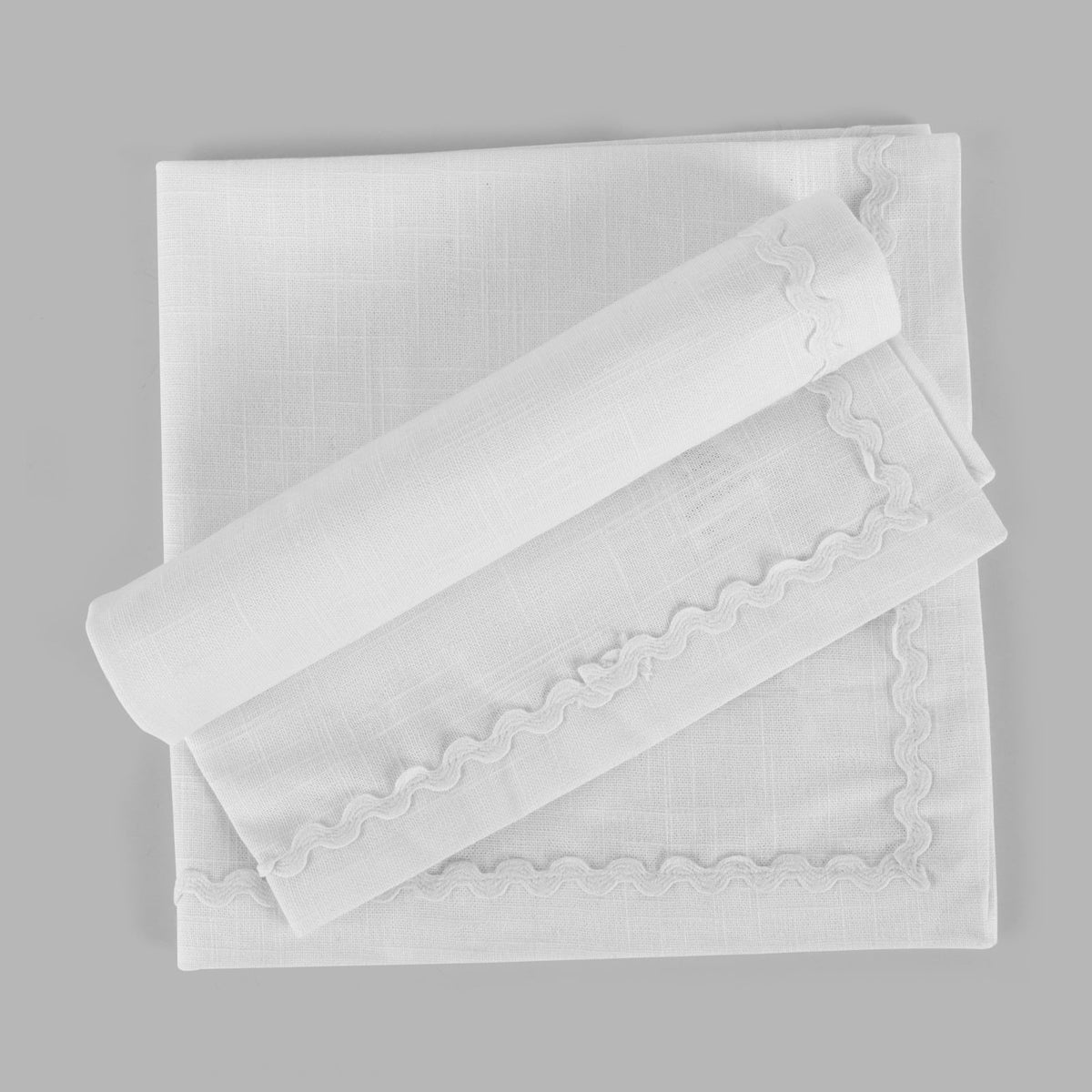Fingercraft Cloth Napkin, Soft Quality Cotton Linen Blend Fabric, Dinner Napkins with Premium White Lace, 6 Pack, 20”x20” Aqua