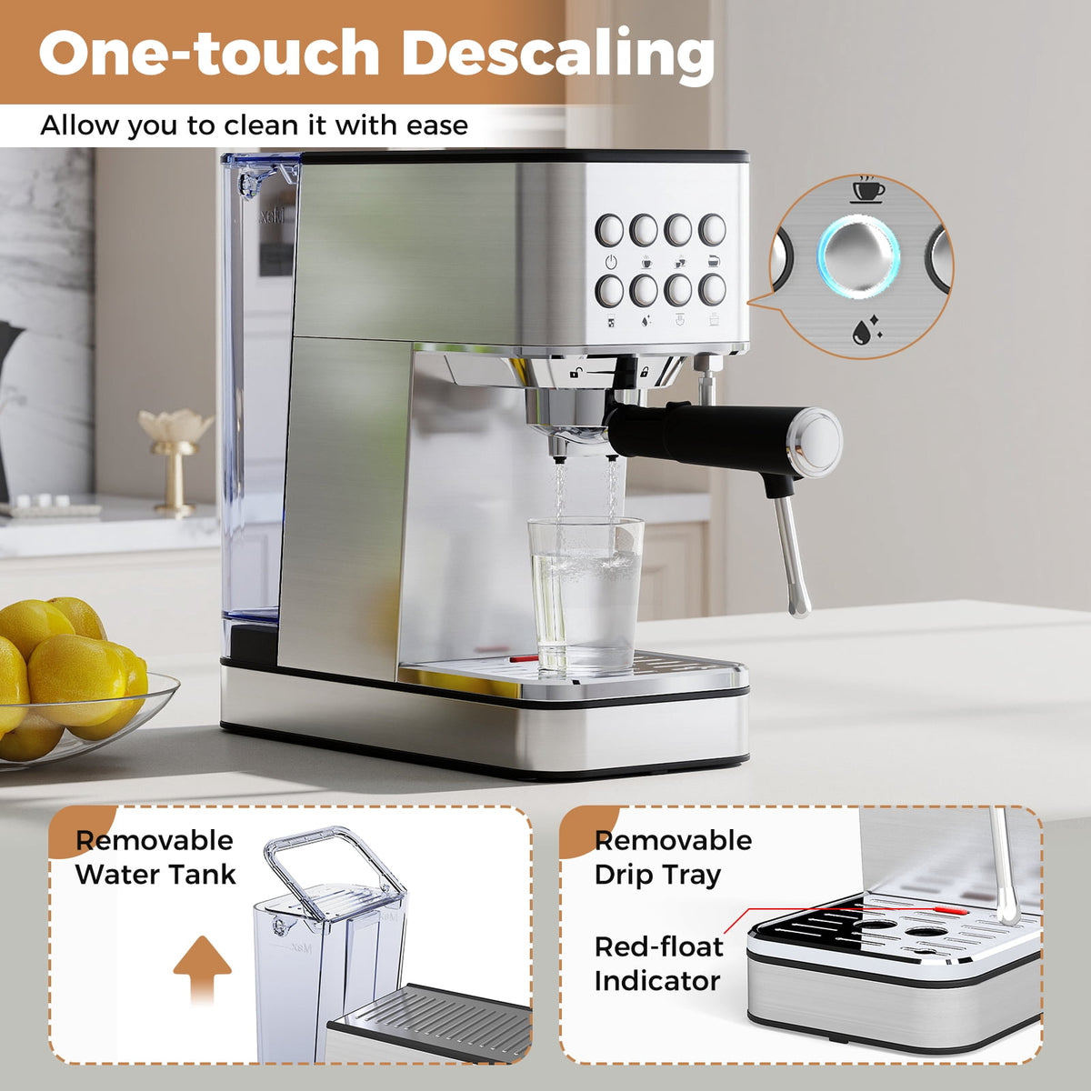 Costway Espresso Machine 20 Bar woth Milk Frother, 57OZ Removable Water Tank & Hot Water