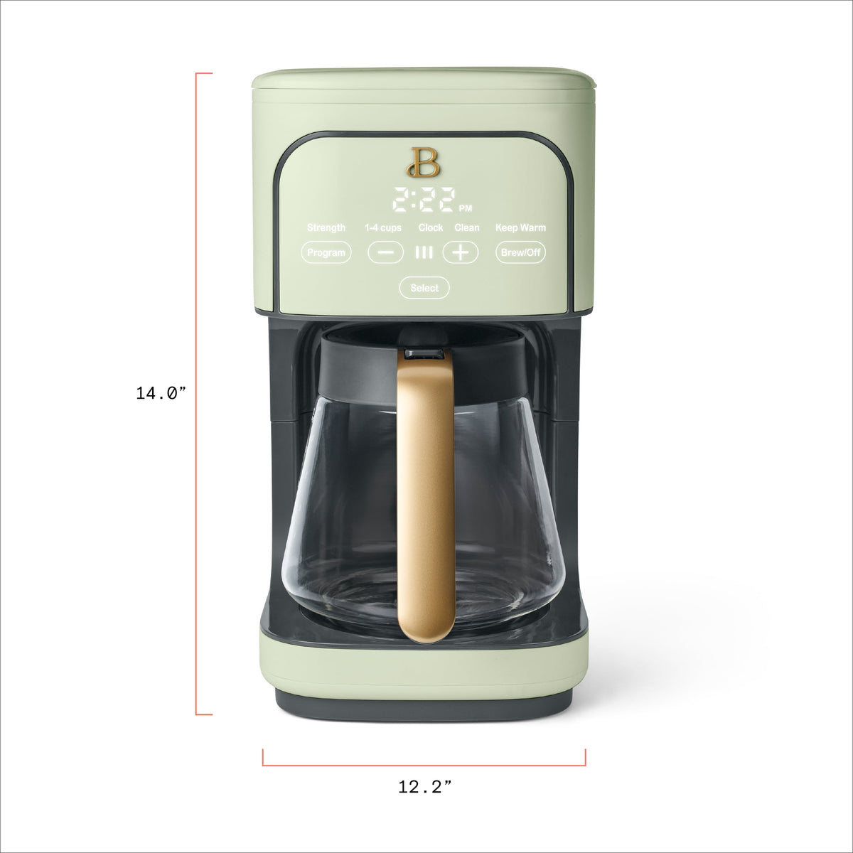 Beautiful 12 cup Programmable Coffee Maker, Thyme Green by Drew Barrymore