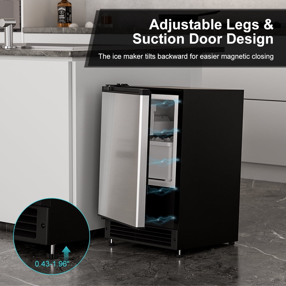 OUTBID 15" Under Counter Ice Maker Drainless, 25 lbs/24H Crescent Ice Machine with 22 lbs Storagefor Home Bar Kitchen Commercial, ETL