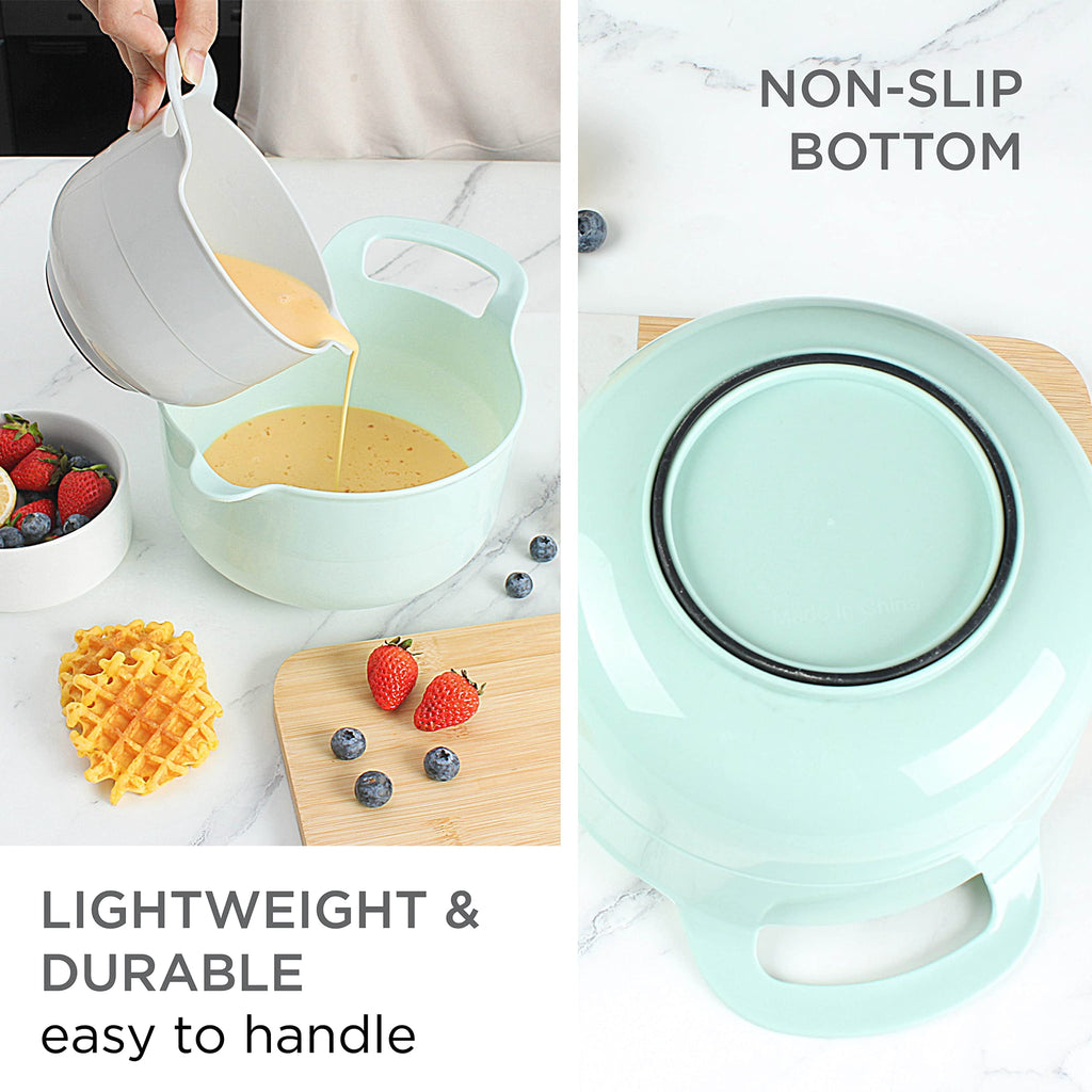 COOK WITH COLOR Mixing Bowls Set, 4-Piece Non-Slip Mixing Bowls with Pour Spouts & Handles, Black Speckled