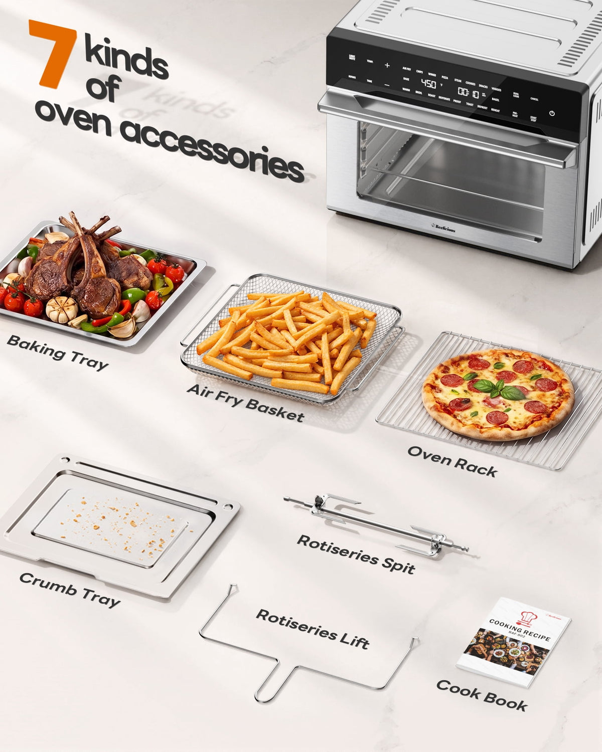 Aeitto 32QT Extra Large Air Fryer, 19-In-1 Air Fryer Toaster Oven Combo with Rotisserie and Dehydrator, Digital Convection Oven Countertop Airfryer Fit 13" Pizza, 1800w