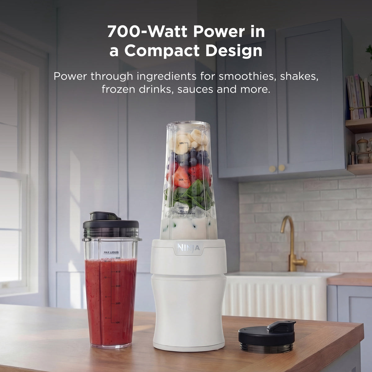 Ninja Nutri-Blender 20-Oz Personal Blender, (2) 20-Oz Dishwasher-Safe To-Go Cups, Smoothie, BN300GY Gray