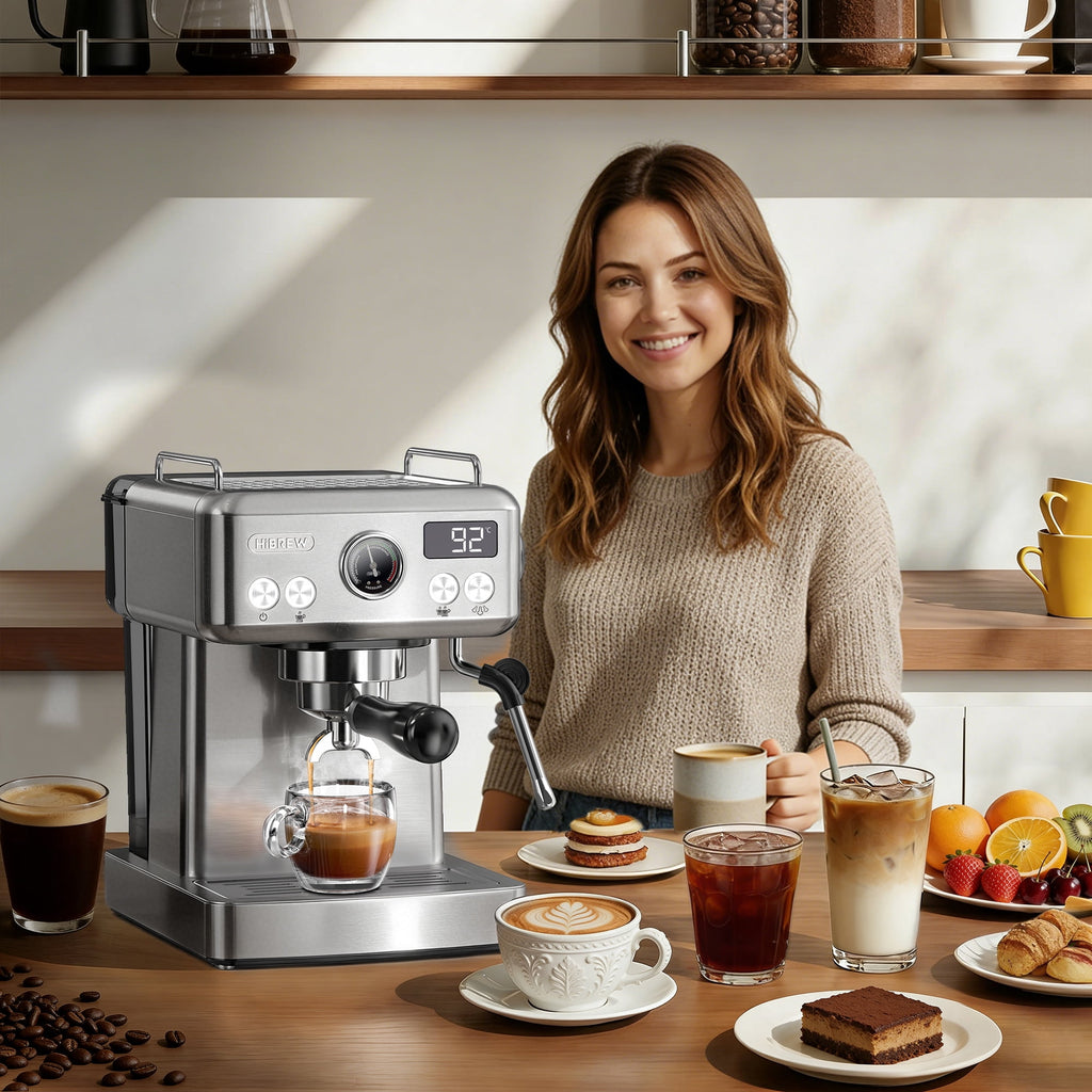 HiBREW 58mm Espresso Machine H10A, 20 Bar Coffee Maker with PID Temperature Control &Steam Wand, Stainless Steel Coffee Machine for Home Use