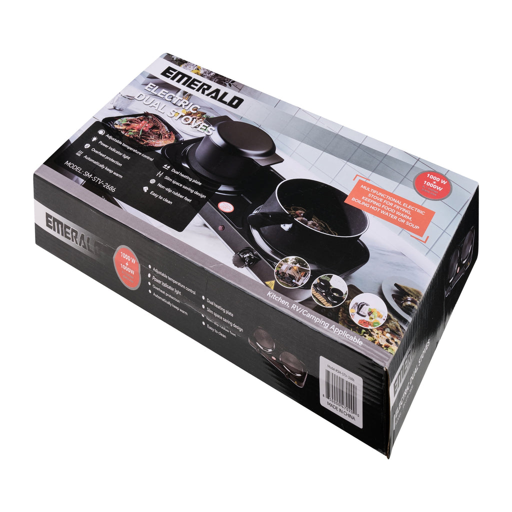 Emerald 20” 2-Coil Black Countertop Burner