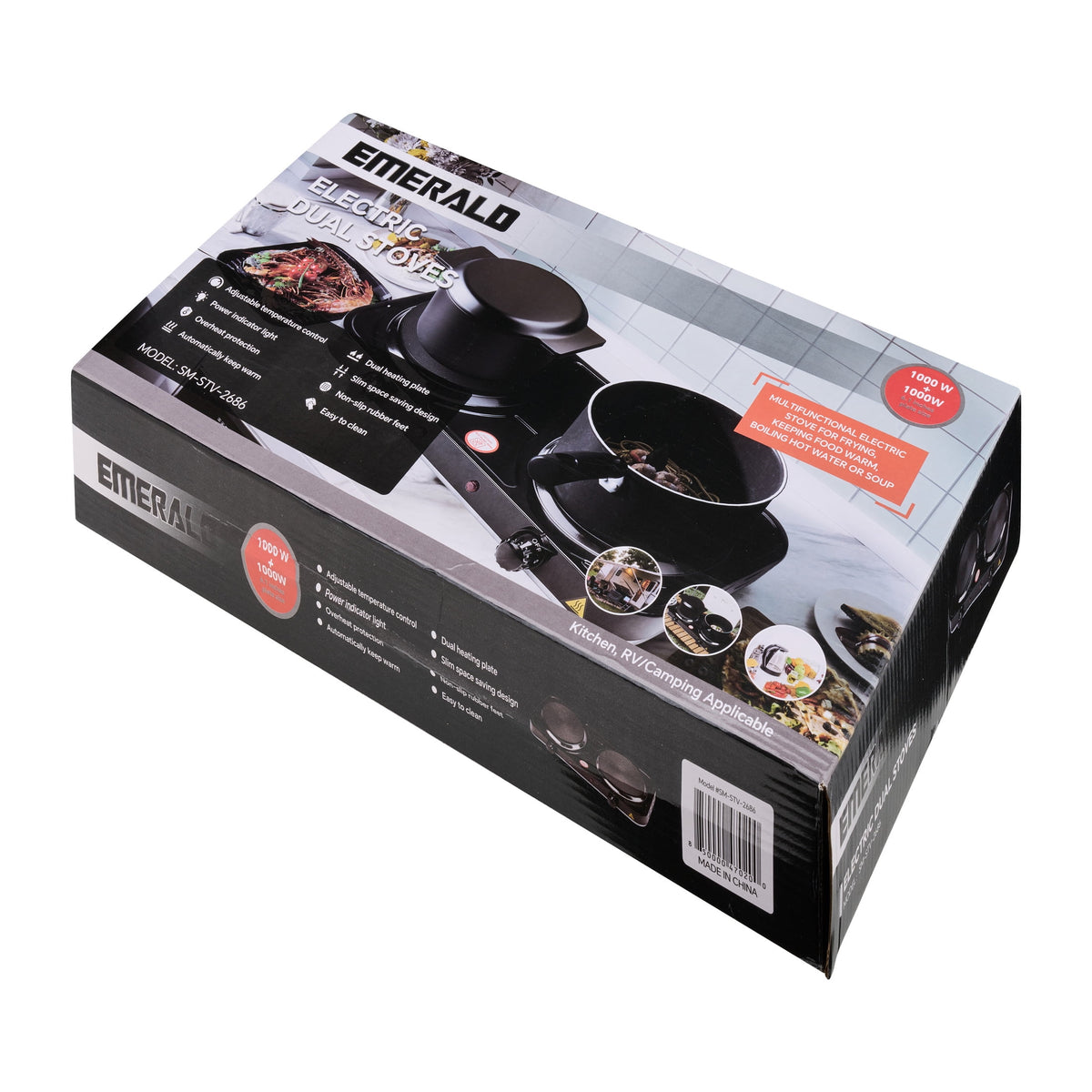 Emerald 20” 2-Coil Black Countertop Burner