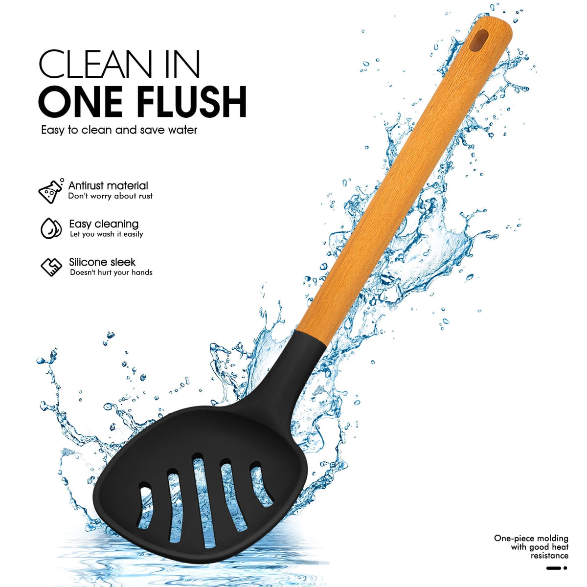 Silicone Kitchen Utensils Set, 600°F Heat Resistant Silicone Cooking Utensils, Spatula, Spoon, Whisk, Tongs, Kitchen Gadgets Tools Sets for Nonstick Cookware, Dishwasher Safe BPA Free (Black)