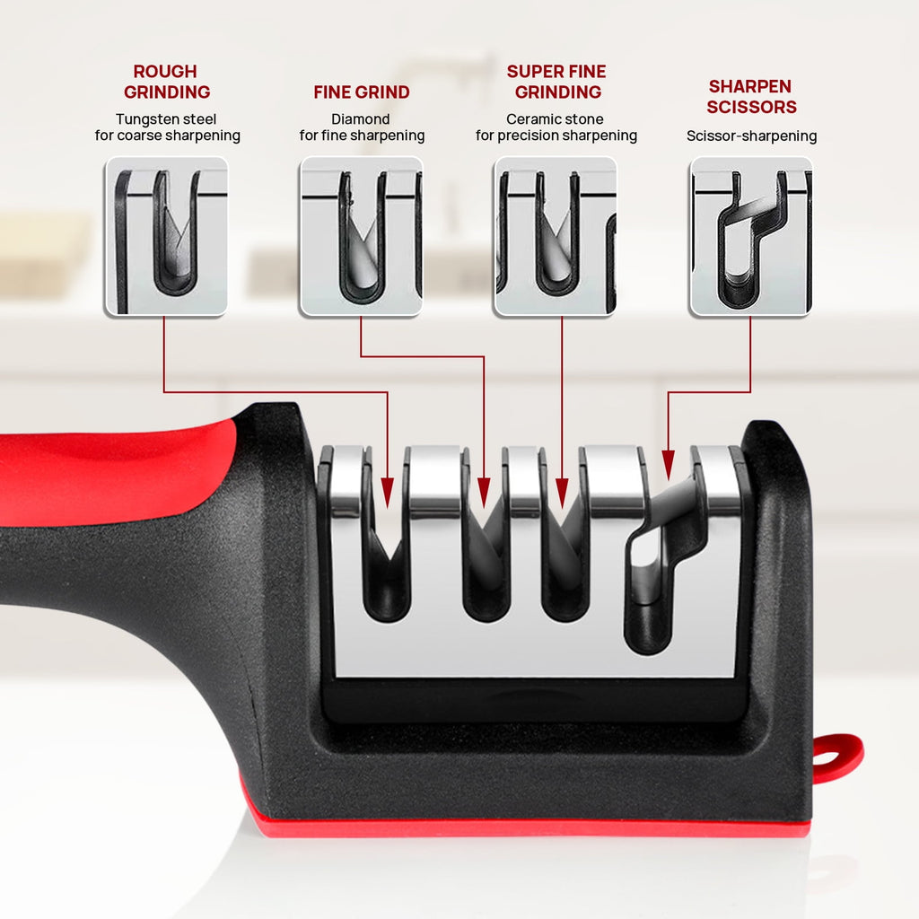 AGCAN 2 Pack Knife Sharpener, 4-Stage Kitchen Knife Sharpeners with Non-slip Base, Knife Sharpening System for Kitchen Knives, Scissors