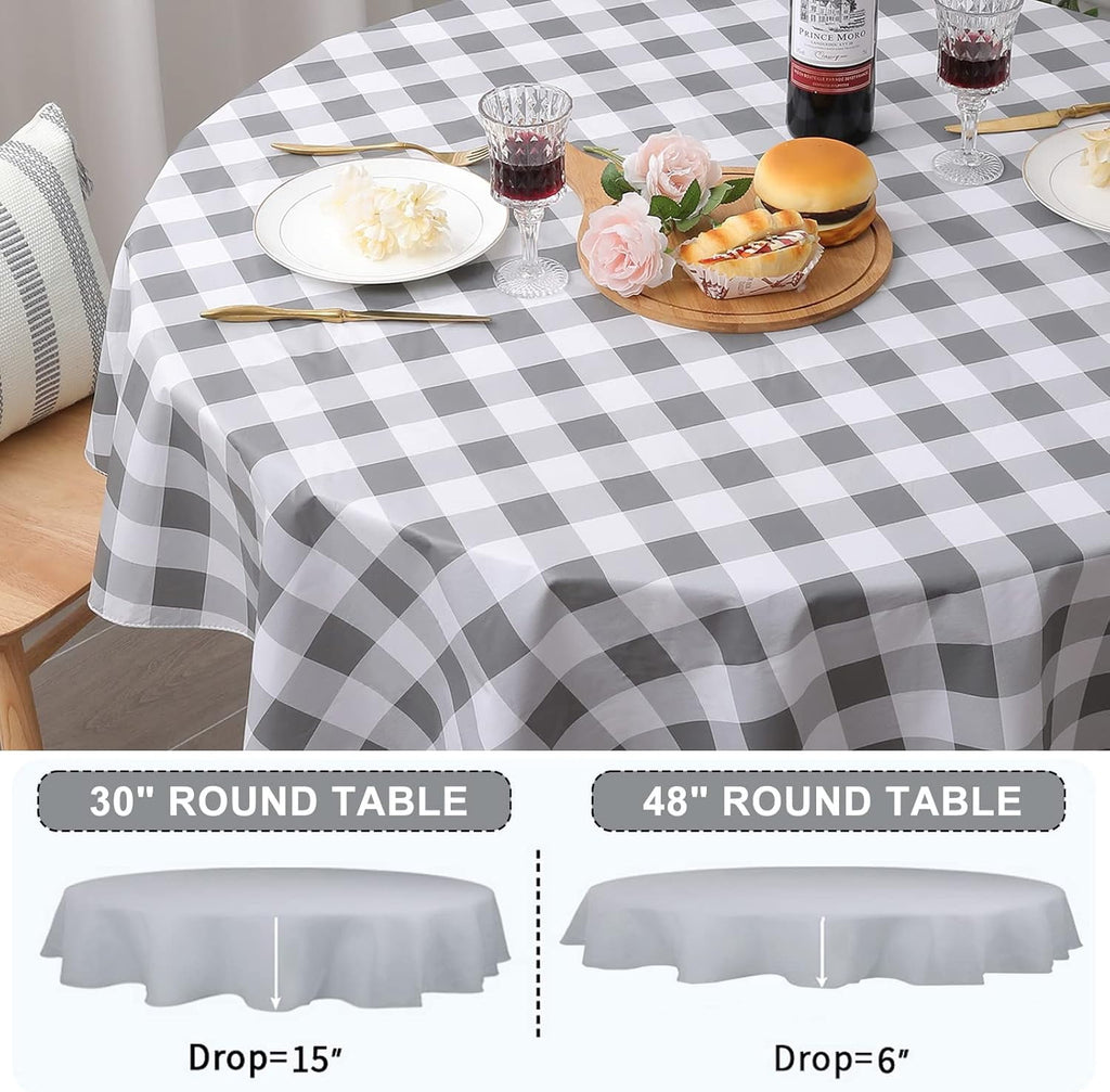 decorUhome Rectangle Tablecloth, Waterproof Vinyl Flannel Backed Table Cloth, Buffalo Wipeable Plastic Table Cover for Kitchen and Outdoor, Black and White, 60" x 84"