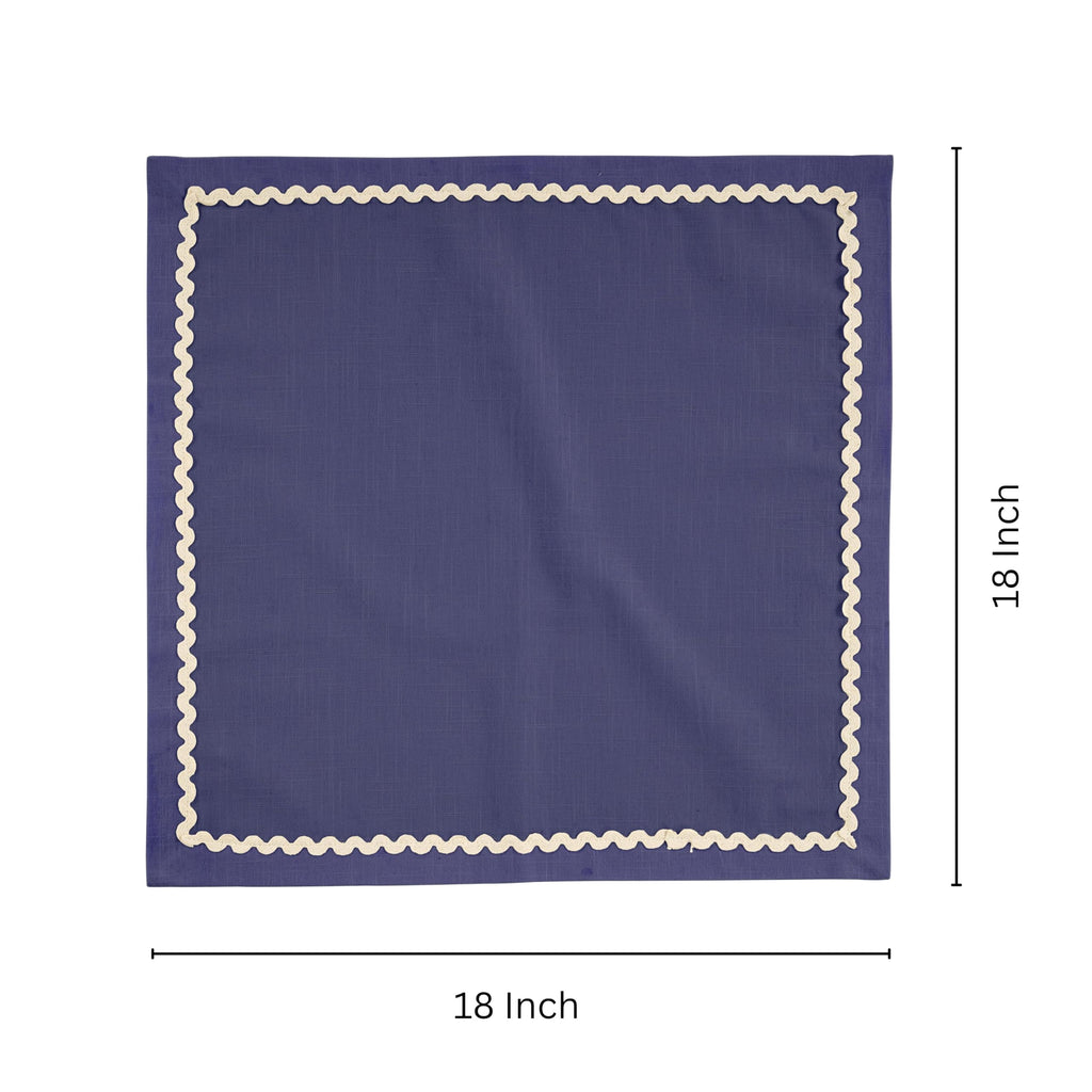 Fingercraft Cloth Napkin, Soft Quality Cotton Linen Blend Fabric, Dinner Napkins with Premium White Lace, 6 Pack, 20”x20” Aqua