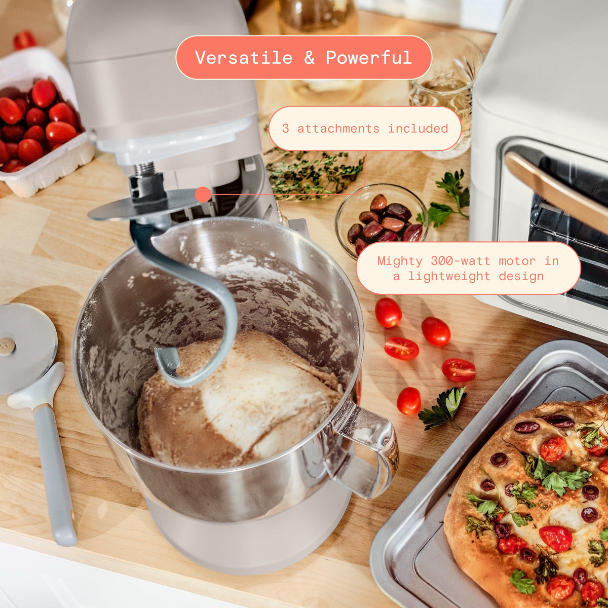 Beautiful 5.3 Qt Stand Mixer, Lightweight & Powerful with Tilt-Head, Chocolate by Drew Barrymore