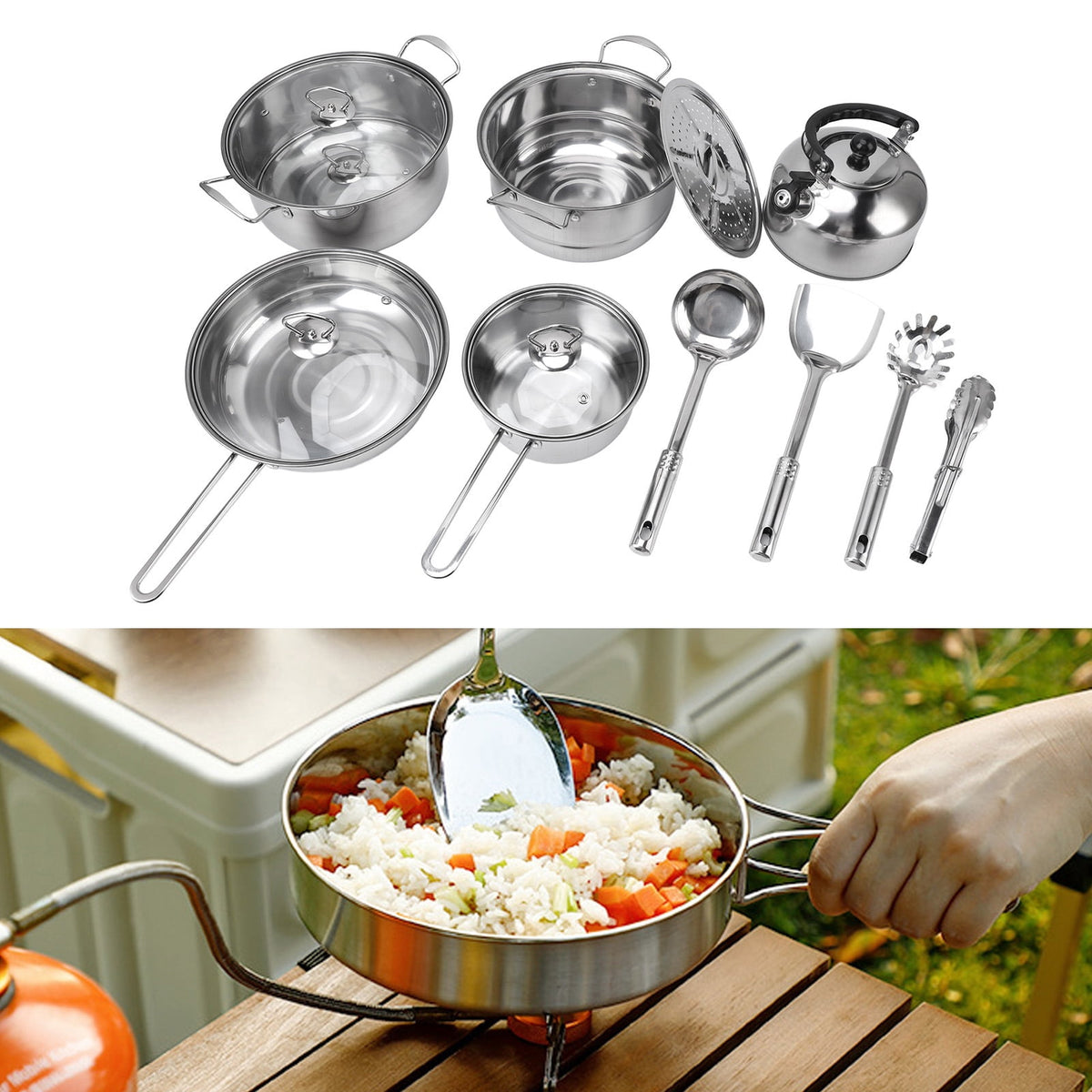 15 Piece Stainless Steel Cookware Set, Pots and Pans Set with Lids Non Toxic, Kitchen Induction Cookware with Utensil Sets For Oven & Dishwasher ,Heavy Premium Kitchen Cooking