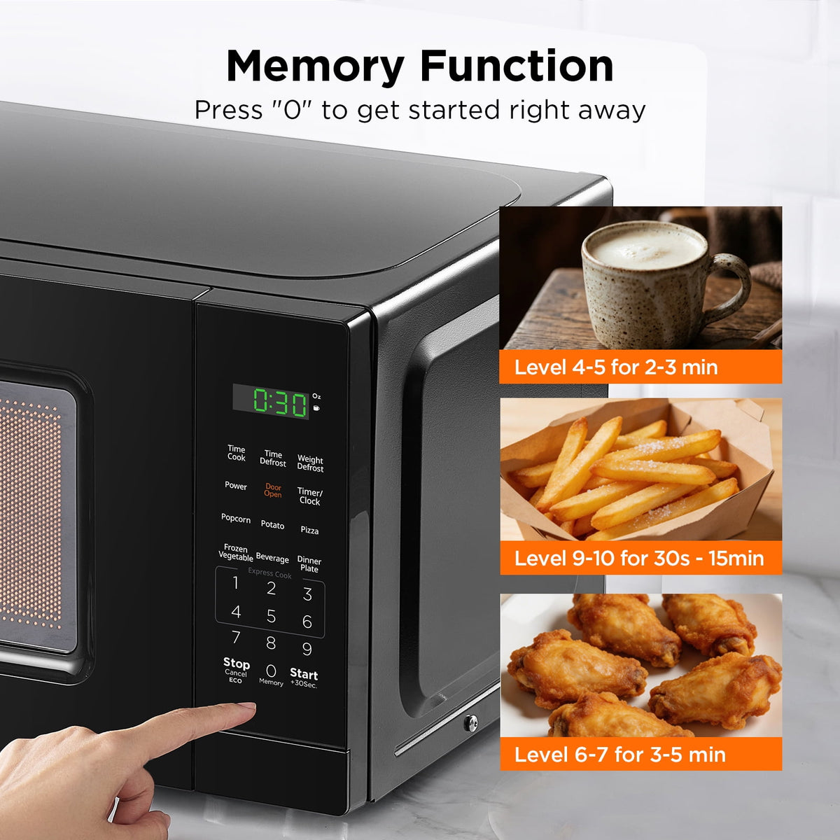 BLACK+DECKER 0.7 Cu Ft LED Digital Microwave Oven in Black with Child Safety Lock