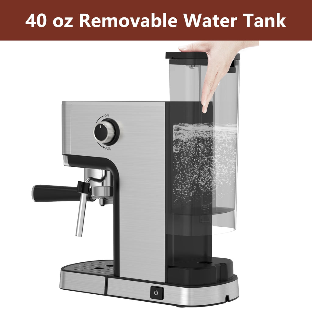 WHALL 20 Bar Touchscreen Espresso Machine & Coffee Maker – With Milk Frother Steam Wand, Stainless Steel Build & Removable Water Tank (New)