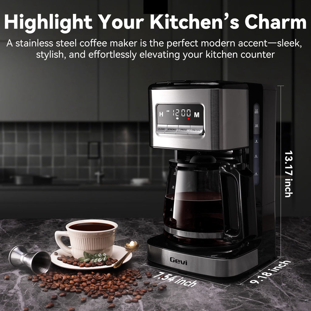 Gevi 14-Cup Programmable Drip Coffee Maker, Stainless Steel Smart Coffee Pot with Touch Control & Automatic Clean, Summer Edition
