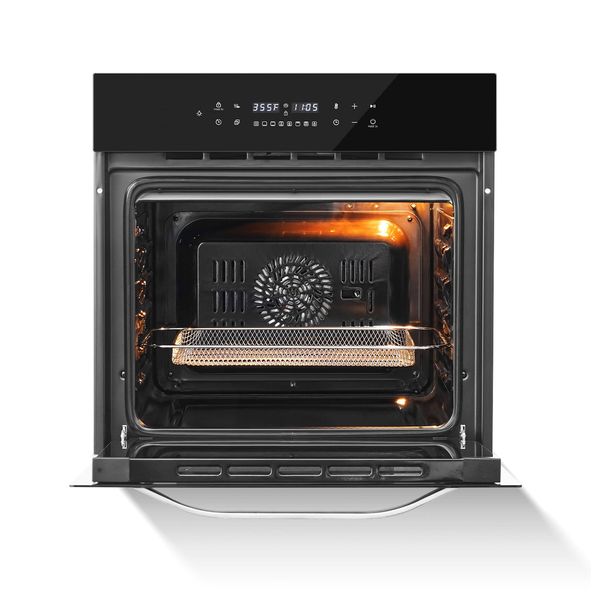 24" Built-In Electric Single Wall Oven, 2.7 Cu. ft. Stainless Steel Convection Oven with Air Fry & Rotisserie, 8 Functions