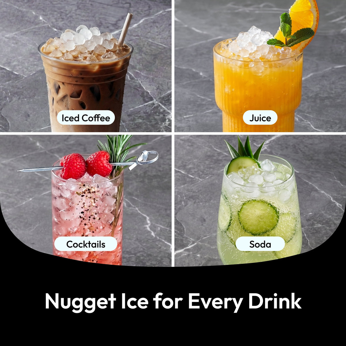 EUHOMY Countertop Nugget Ice Maker, 35lbs/24H Chewable Ice Machine, Self-Cleaning, Quiet Operation, Portable for Home, Office, Bar & RV, Black