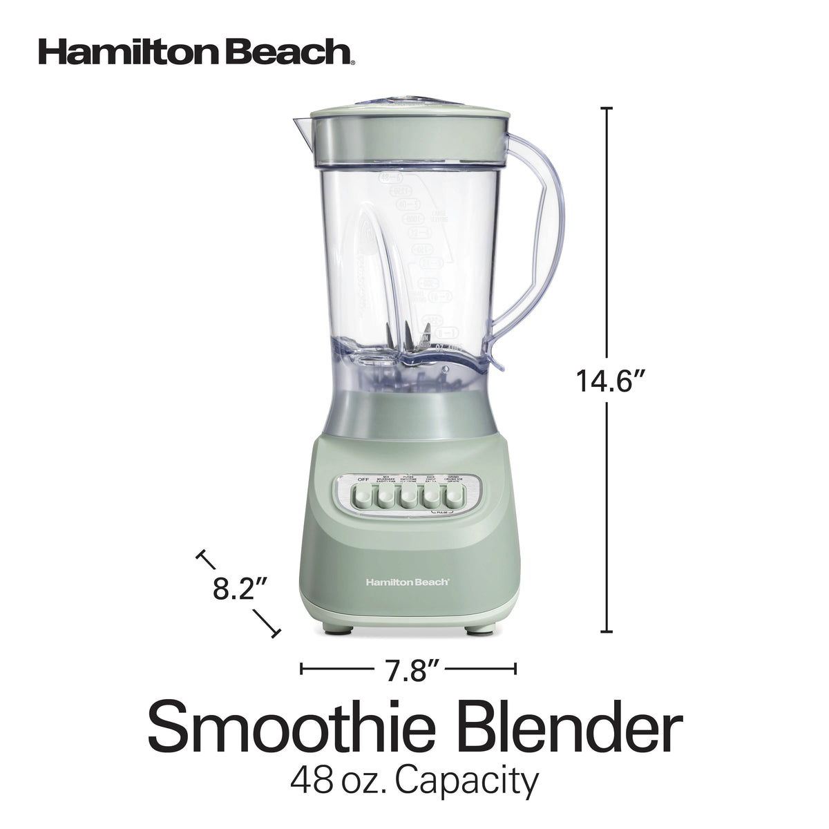 Hamilton Beach Smoothie Blender, 48 oz BPA-Free Jar 650 W 12-Function Countertop Blender for Kitchen, Black