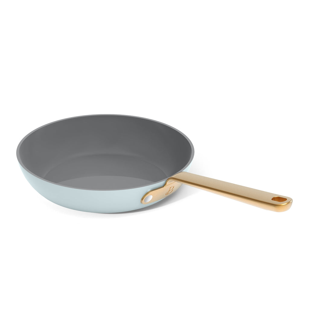 Beautiful 12-Piece Cookware Set, Pots and Pans with Strainer Lids and EverGood Ceramic Nonstick Coating, White Icing by Drew Barrymore