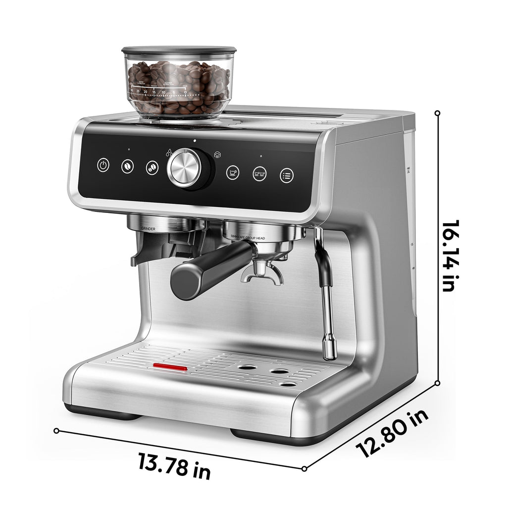 EUHOMY Espresso Machine with Grinder, 15 Bar Semi Automatic Coffee Maker with Steam Wand, Home & Office
