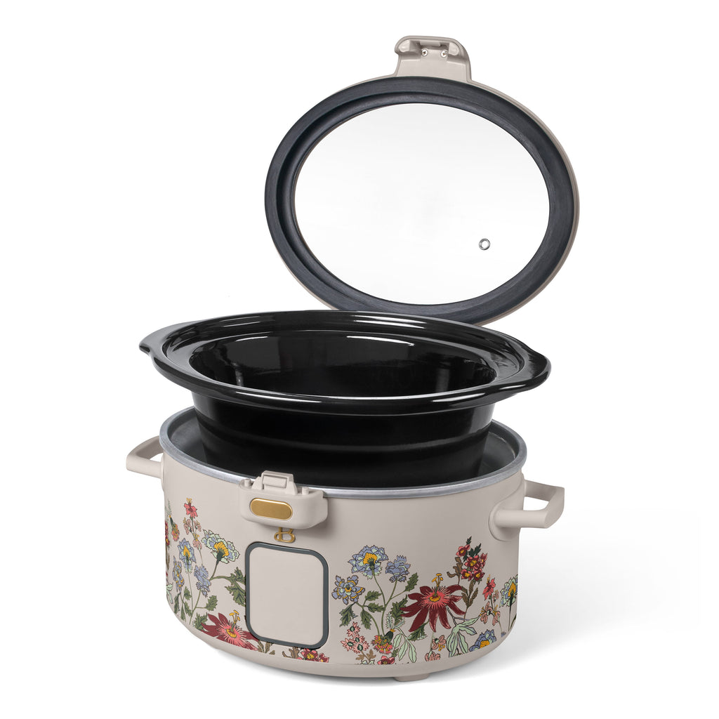 Beautiful 4 Qt Digital Slow Cooker with Hinged Locking Lid, Thyme Green by Drew Barrymore