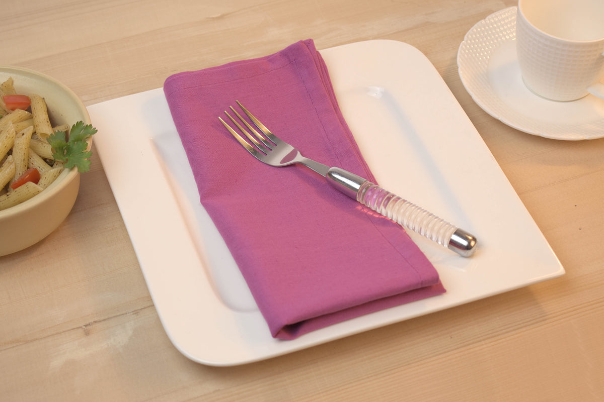 Fingercraft Cloth Napkin, Solid Color Cotton Linen Blend Table Napkins, Soft and Absorbent Fabric, Set of 12, Blush Pink
