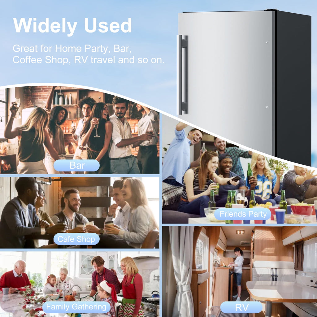 OUTBID 15" Under Counter Ice Maker Drainless, 25 lbs/24H Crescent Ice Machine with 22 lbs Storagefor Home Bar Kitchen Commercial, ETL