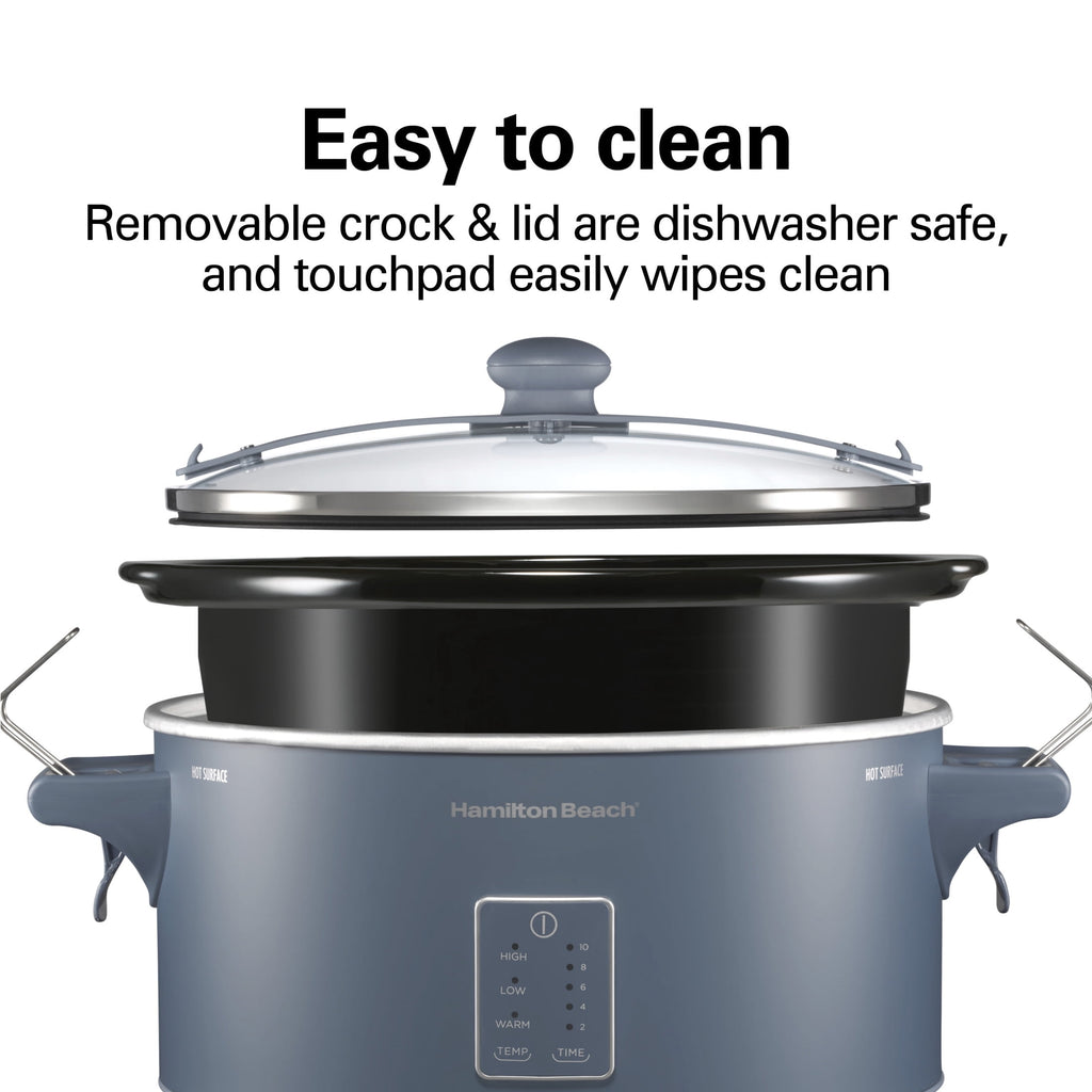 Hamilton Beach 7 Qt Programmable Slow Cooker, Stoneware Crock with Removable Pot, Stainless Steel