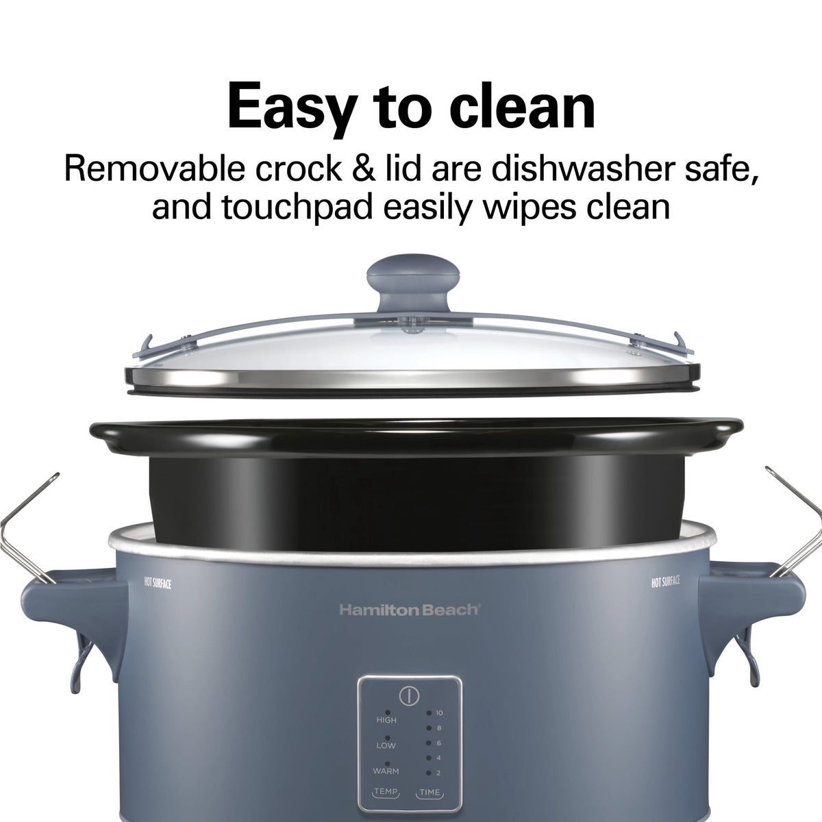 Hamilton Beach 7 Qt Programmable Slow Cooker, Stoneware Crock with Removable Pot, Stainless Steel