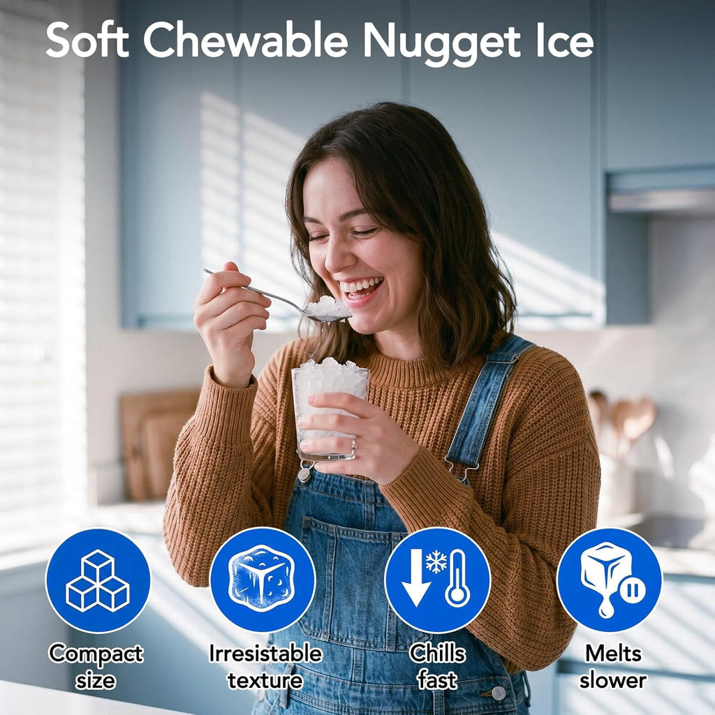 Havato Nugget Ice Maker , 35lbs/24H Soft Chewable Sonic Ice Machine, Self-Cleaning, Quiet Operation,Black