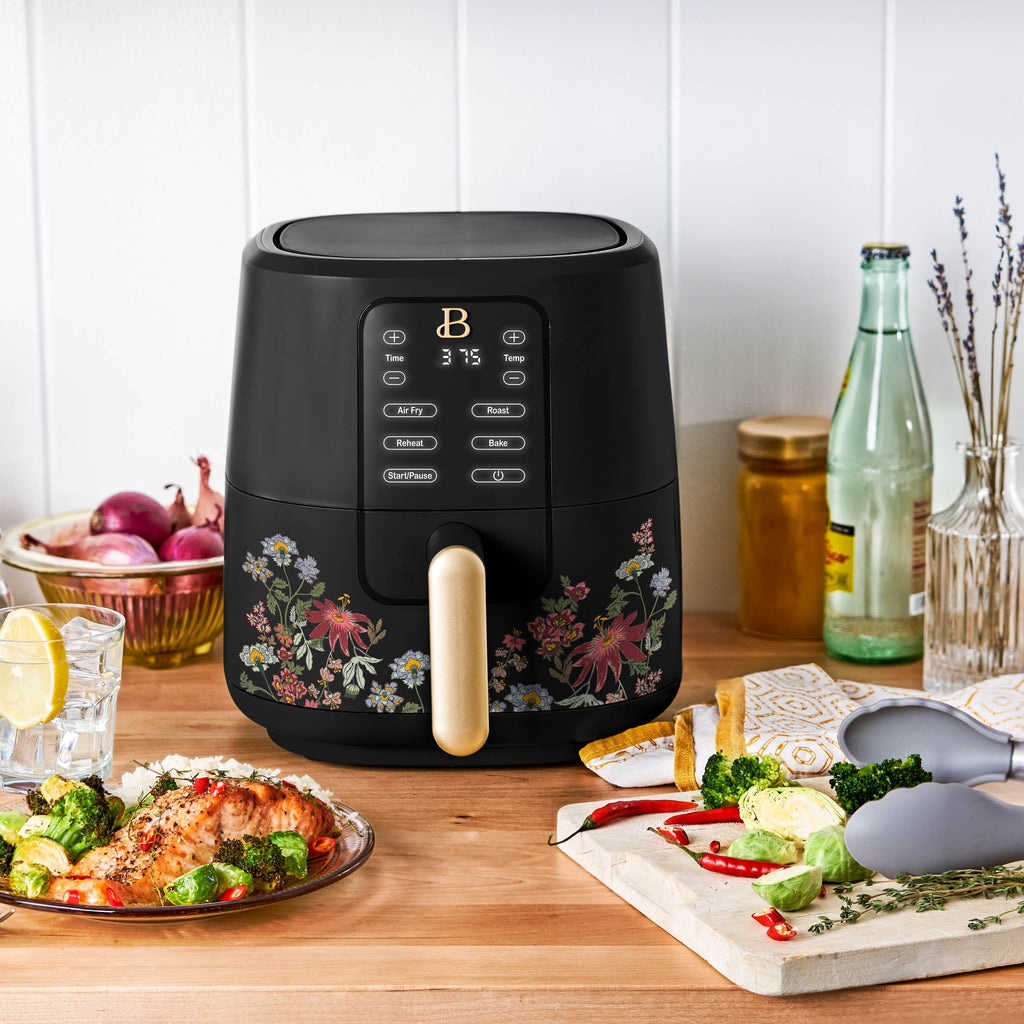 Beautiful 3 Qt Air Fryer with TurboCrisp Technology, EverGood Non-Toxic Ceramic Nonstick Coating, Chocolate by Drew Barrymore