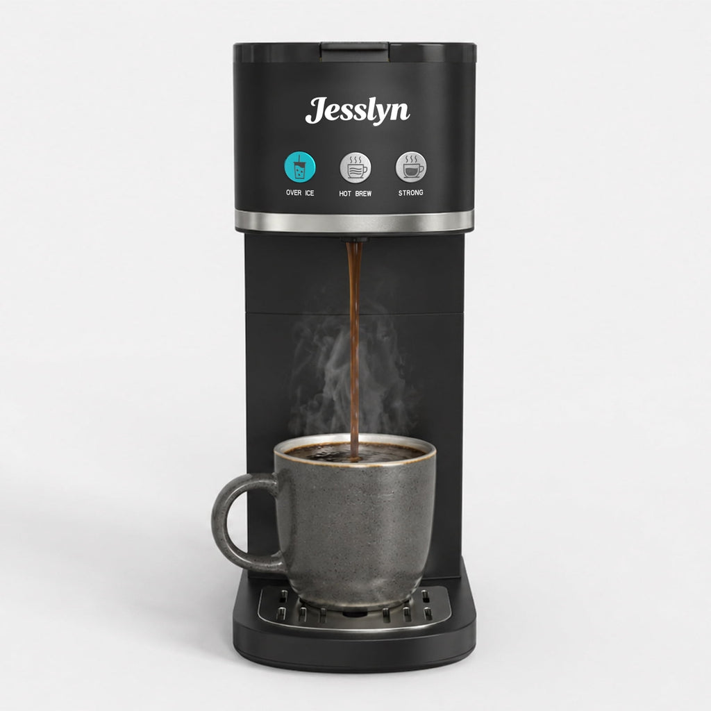 Jesslyn Single Serve Coffee Maker Compatible with K Cup Capsules & Grounds, Black