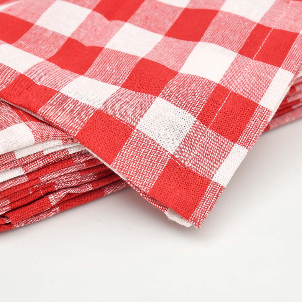 GFI LINEN CLUBS 100% Cotton Gingham Cloth Dinner Napkins, 18 x 18 in, Set of 12, Blue & White