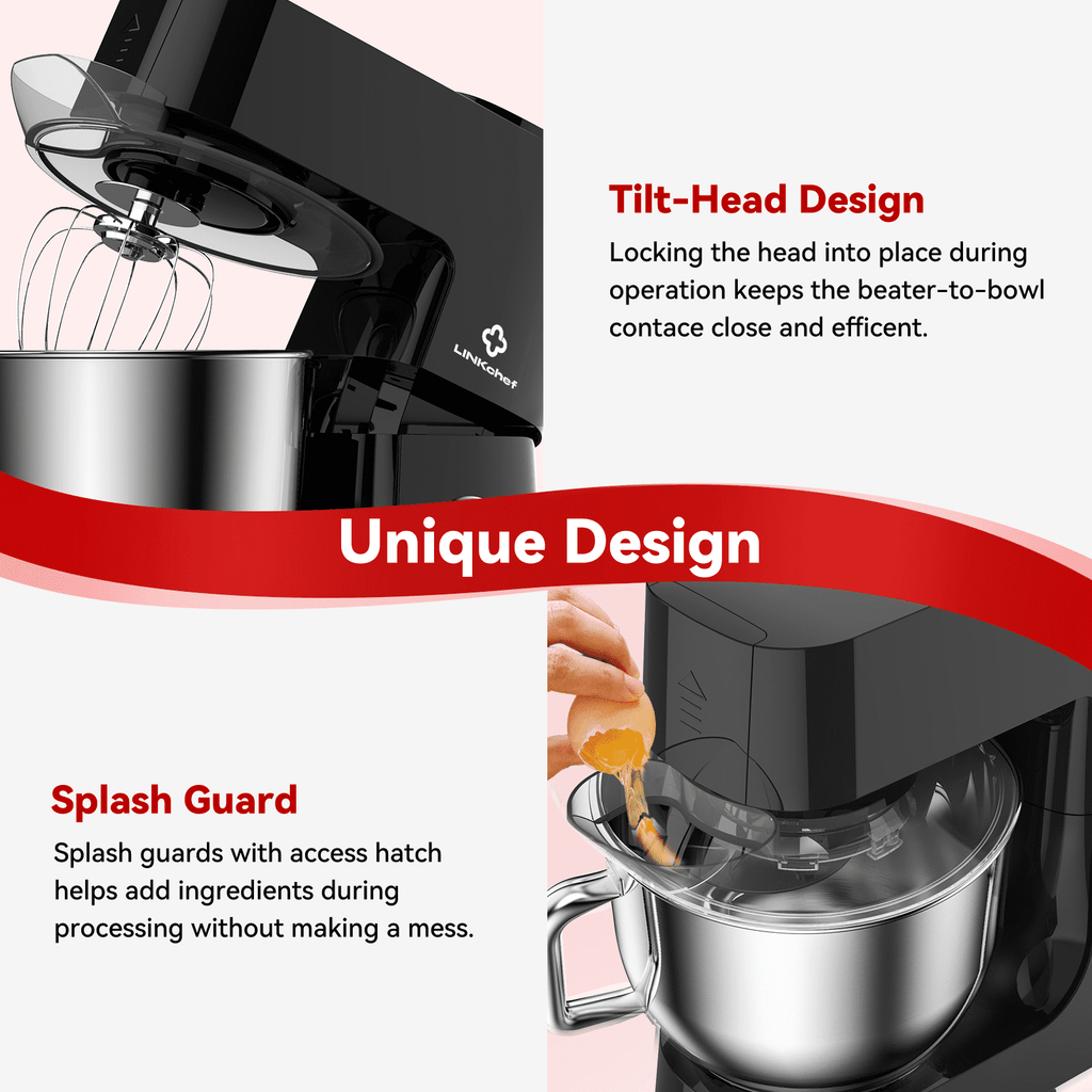 LINKChef 7.5 QT Stand Mixer, 800W 12-Speed Tilt-Head Food Mixer, Kitchen Electric Mixer with Dough Hook, Wire Whip & Beater