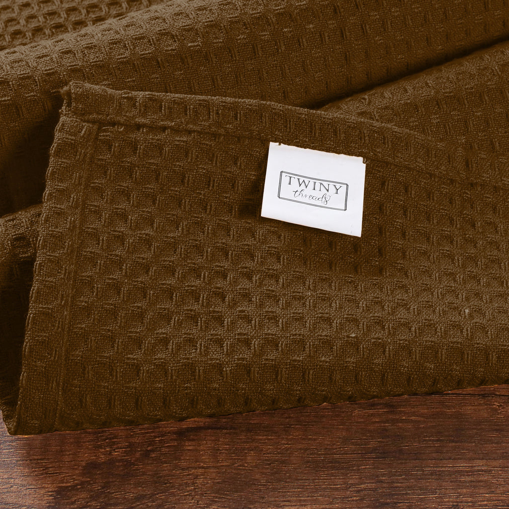 Twiny Threads Waffle Kitchen Towel 16"x26" Set of 4 - Brown