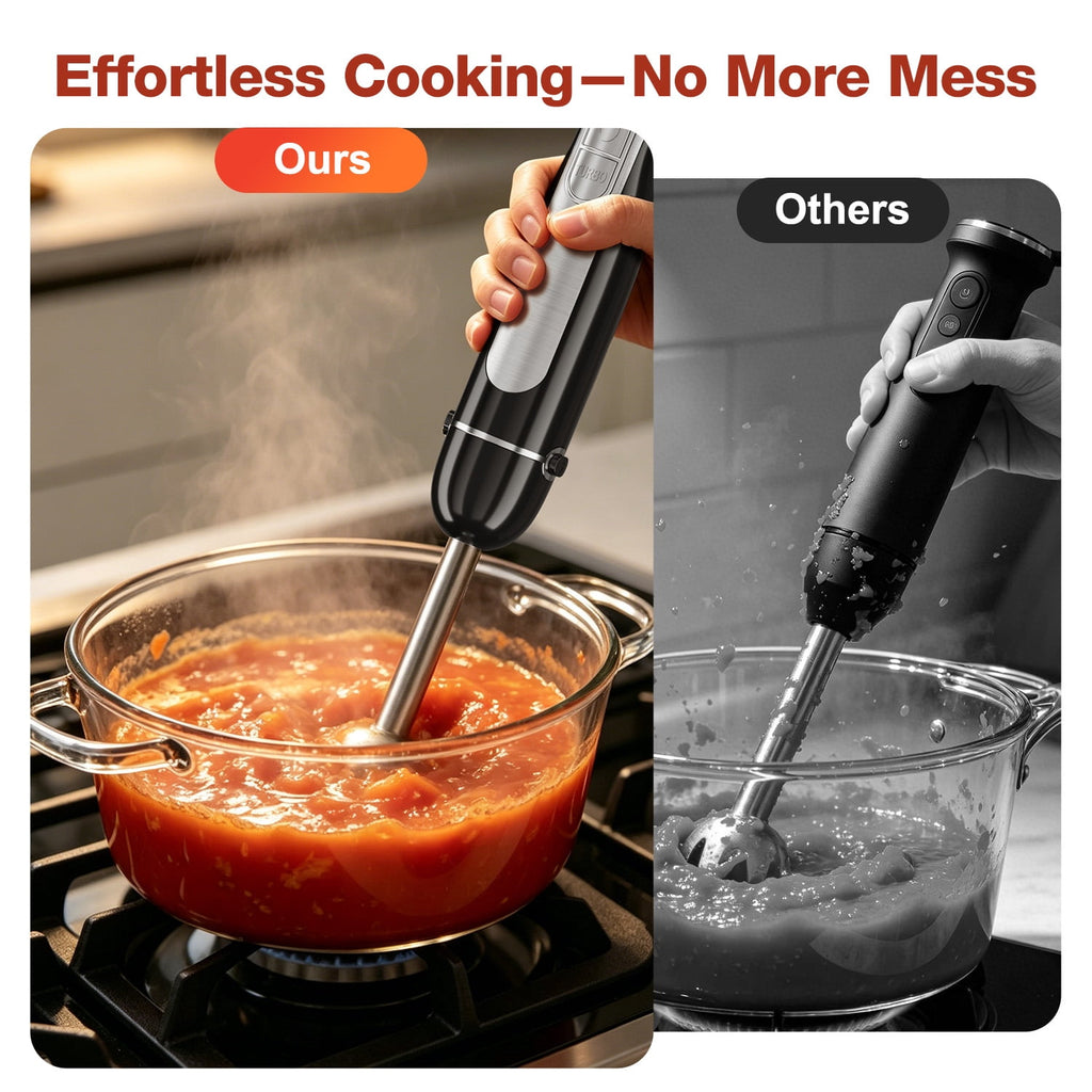 1100W Immersion Blender, 21-Speed Hand Blender with Turbo Mode, 5-in-1 Stick Blender for Smoothies, Baby Food, Soups, Purees, Black