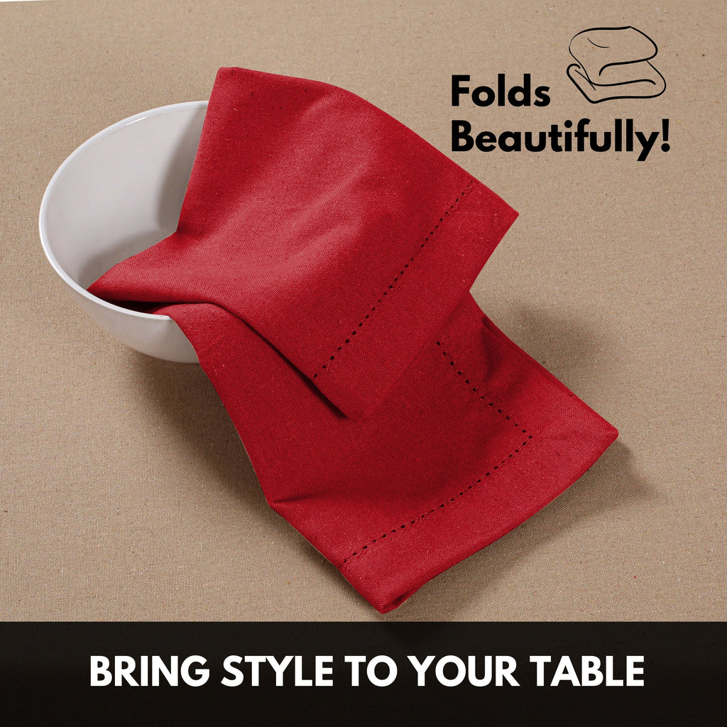 Softopia Cotton Hemstitch Table Fabric Cloth Napkins 18"x18", Set of 12, Lemon Yellow