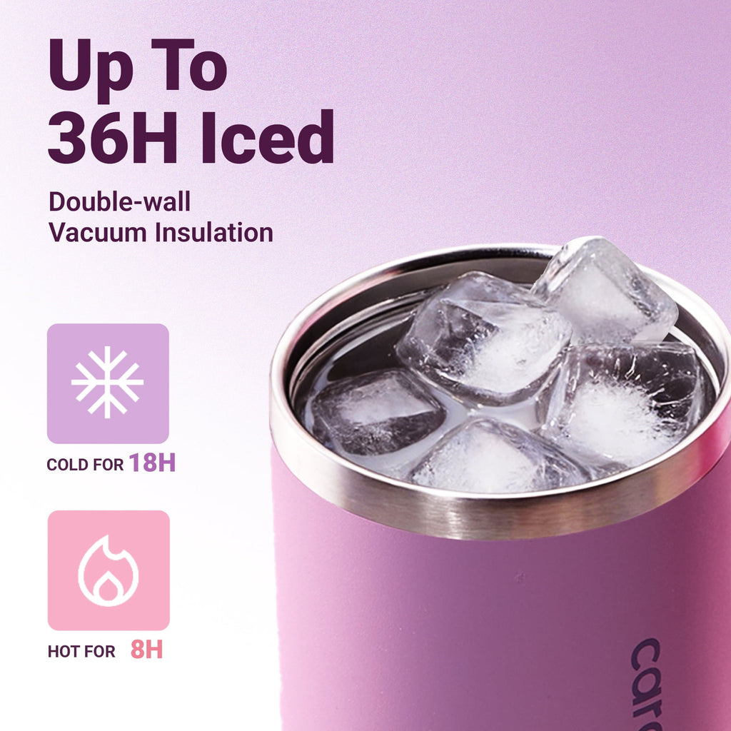 Carote Insulated Stainless Steel Tumbler with Handle and Lid, Leakproof Double Wall Vacuum Travel Mug, Reusable Cup for Hot & Cold Drinks, Pink, 32oz
