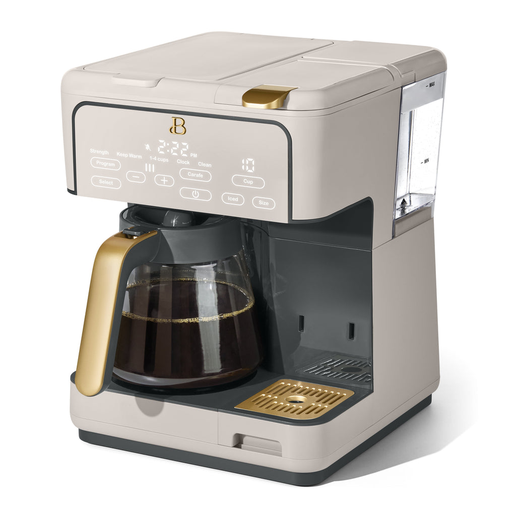 Beautiful by Drew Barrymore Multi-Brew 12-Cup Programmable Drip & Single-Serve Coffee Maker, White Icing