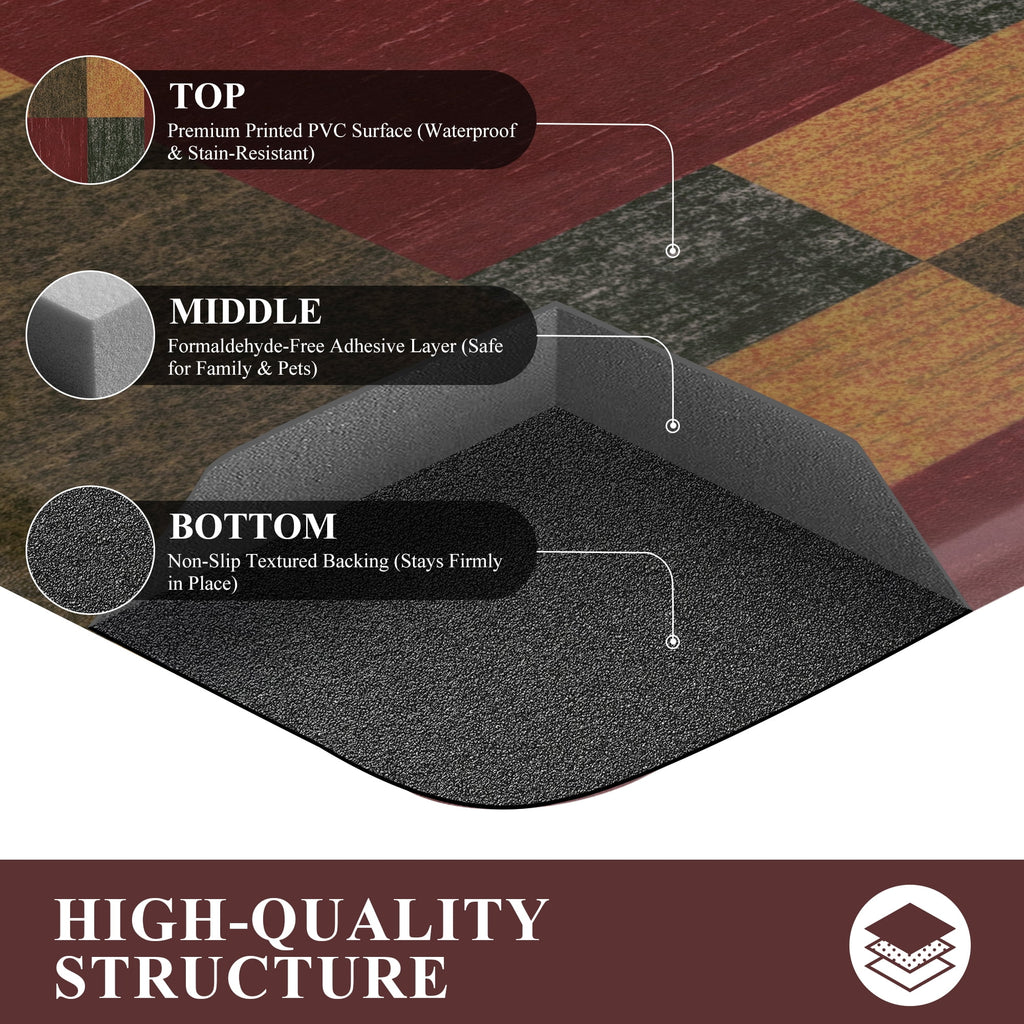 MeyJey 4/5 Inch Thick Anti Fatigue Kitchen Rug 20”x39”, Non Slip Waterproof Floor Mats for Kitchen Sink Laundry Office, Black/Gray